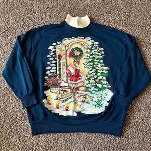 Vintage Nut Cracker Christmas Inspired Mockneck Crewneck Size XS/S Holiday